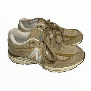 New Balance 990 Beige Suede Lace Up Kids Sneakers